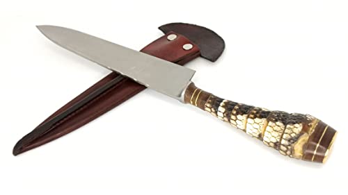High resistance handcrafted dagger knife made in Argentina, with armadillo tail handle 10.62