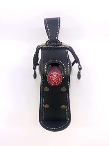 Leather wine bottle holders Handcrafted leather made in Argentina (Black)