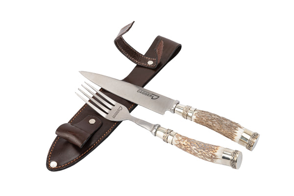 Knife & Fork Set with deer handle traditional made in Argentina Gaucho knife Steak Sets…