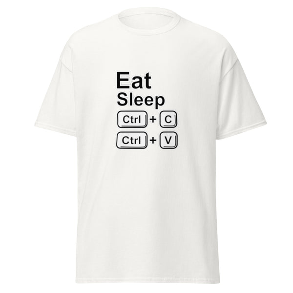 Unisex Printed Short Sleeve Cotton Shirt, Geek collection with Funny images. Eat, Sleep, Programmer.