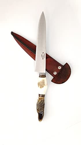 High resistance handcrafted dagger knife made in Argentina, with deer handle and rhea nail (ñandu) long 10.62