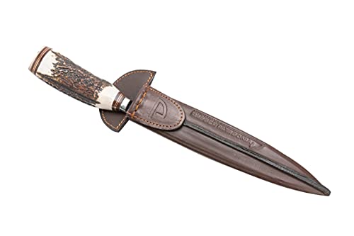 Damascus steel Dagger knife with Deer handle leather sheath Handmade traditional from Argentina (Gaucho knife)