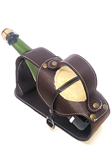 Leather wine bottle holders Handcrafted leather made in Argentina (Brown)